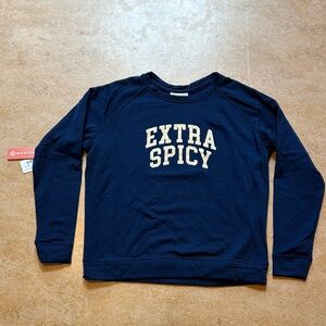 “Extra Spicy” 78&Sunny Navy Pullover Lightweight Sweatshirt Medium NWT